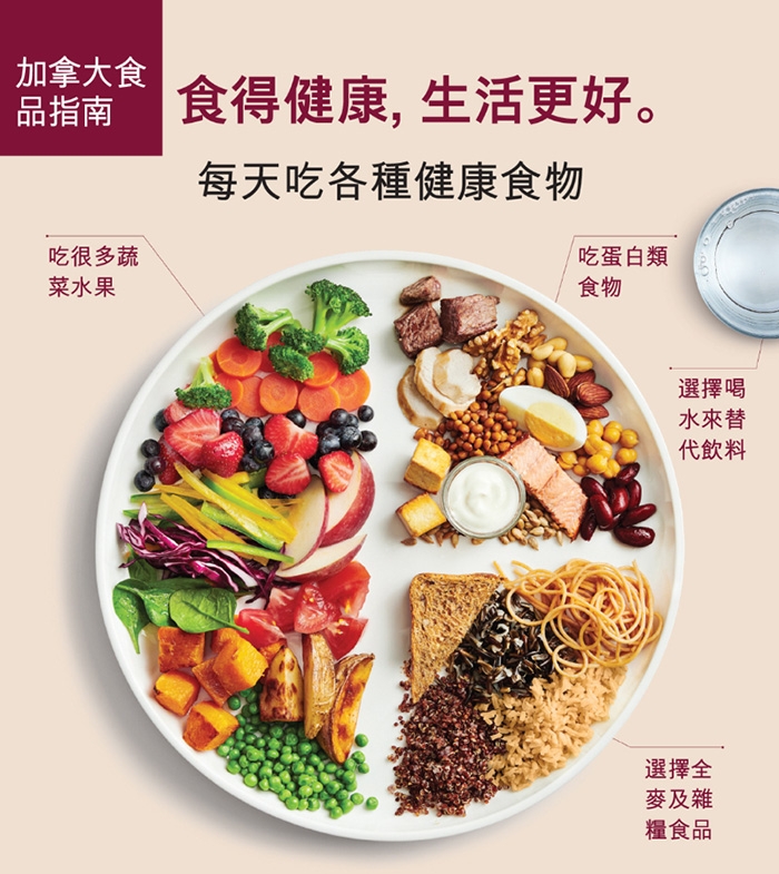 加拿大飲食指南112餐盤。（出自https://food-guide.canada.ca/en/）