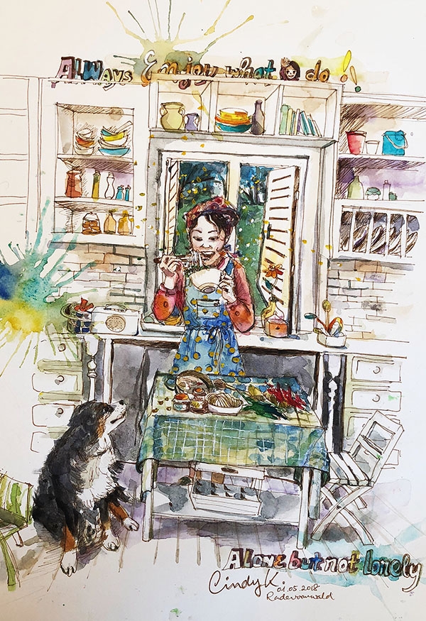 莊祖欣描繪自己的空巢期生活，享受料理、畫畫等自己熱愛的事，獨處也不寂寞。