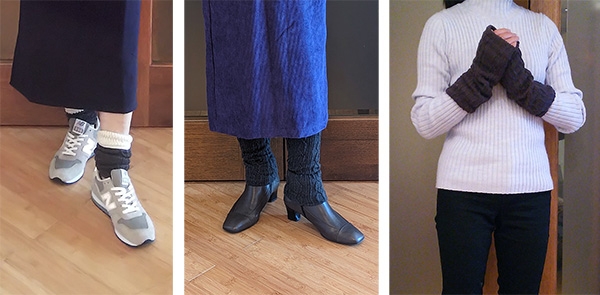 冬季穿搭時，也別忘記四肢末梢的保暖，襪套或袖套是不錯的選擇。