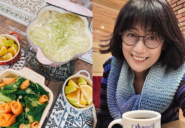 學習打圍巾、享受擺盤美麗的餐食，古素秋認真在臉書記錄生活裡美好的樣子。