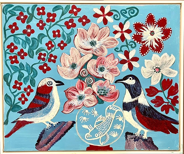 如此繽紛明亮又有童趣的畫作，出自84歲才開始畫畫的曾鳳麗之手。