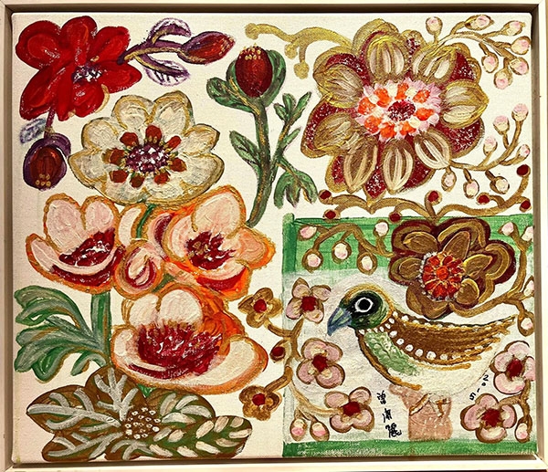 曾鳳麗的創作靈感都來自於生活，每一幅畫都是她腦海中的美好片段。