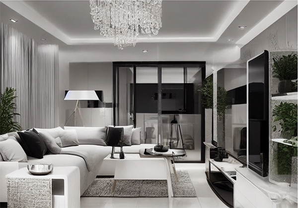 選擇極簡風所變化出的客廳。