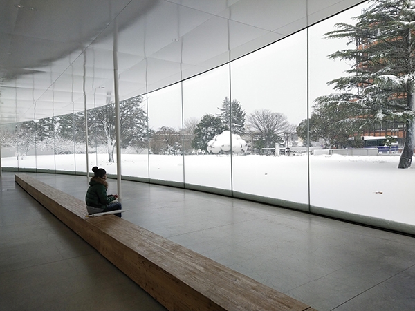 21世紀美術館的建築本身就是藝術品，皚皚白雪中，別有一番風味。