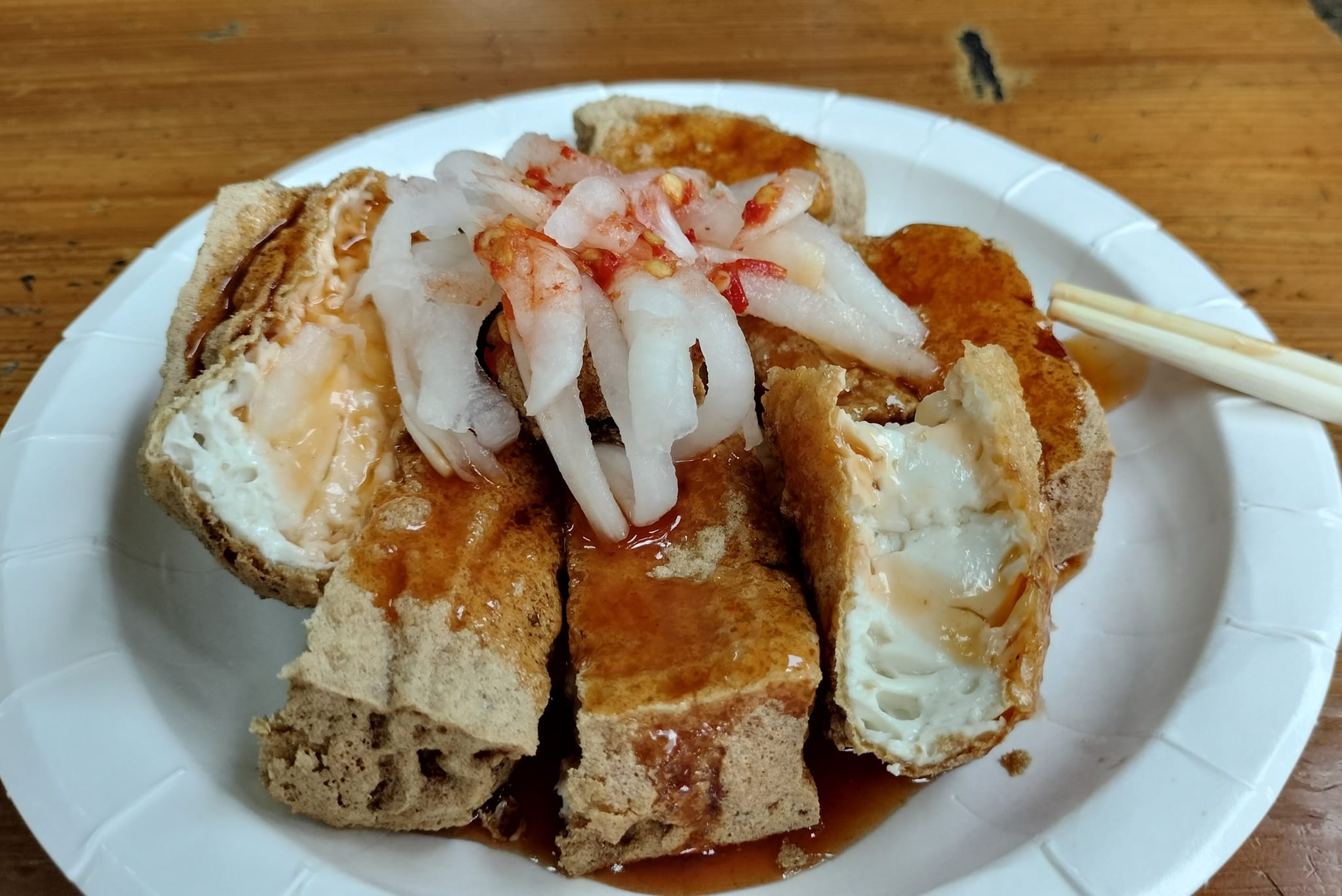 池上名店福原豆腐店的炸「香」豆腐。（圖片來源：Cc Huang）