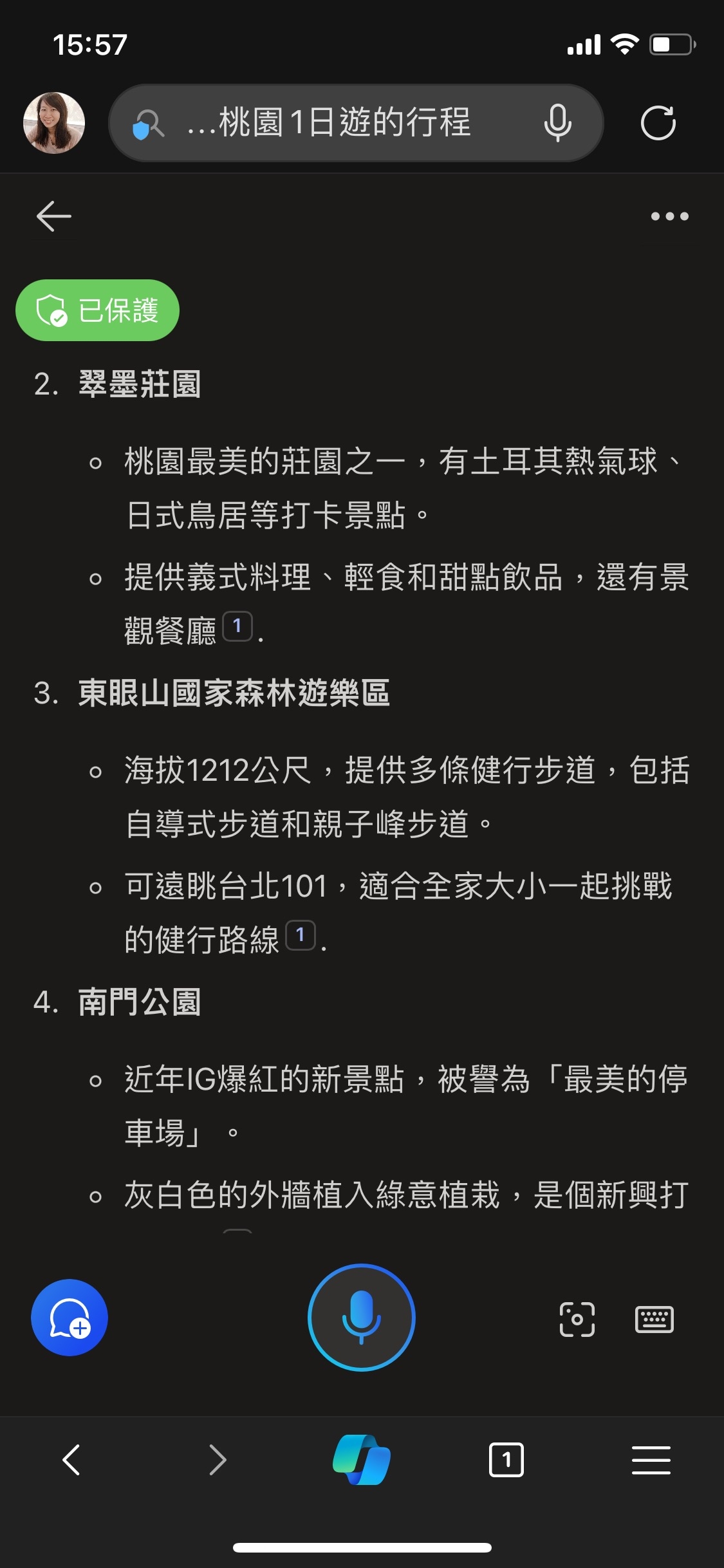 微軟AI助理「Copilot」方便快速掌握景點。