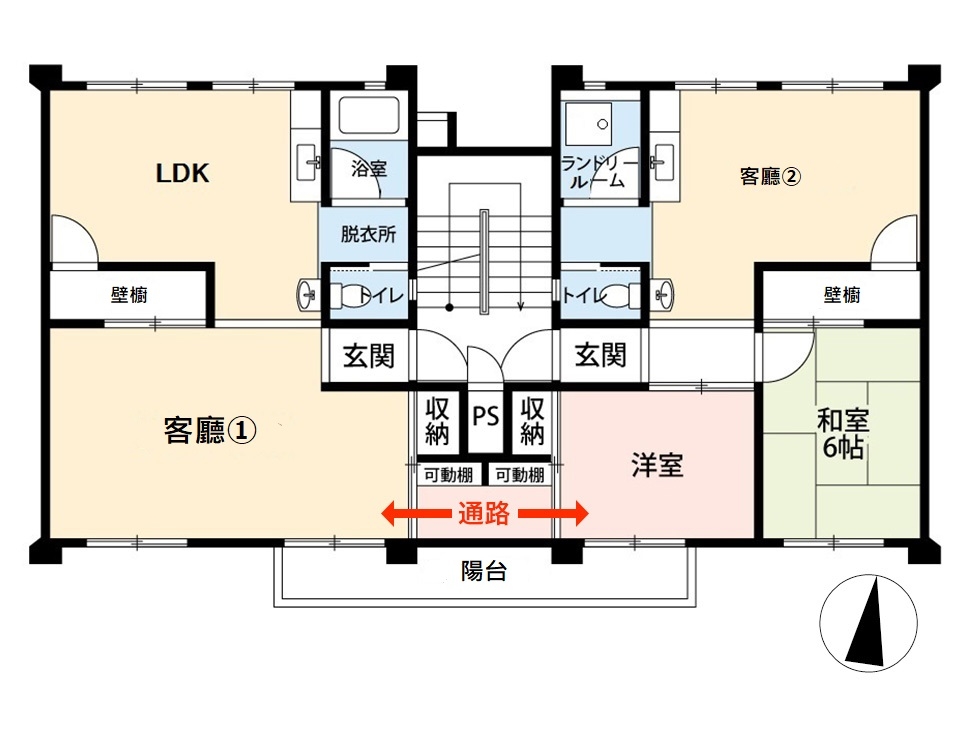 「二戶一家」計畫的實際改造平面圖。（出自ニコイチ官網） 