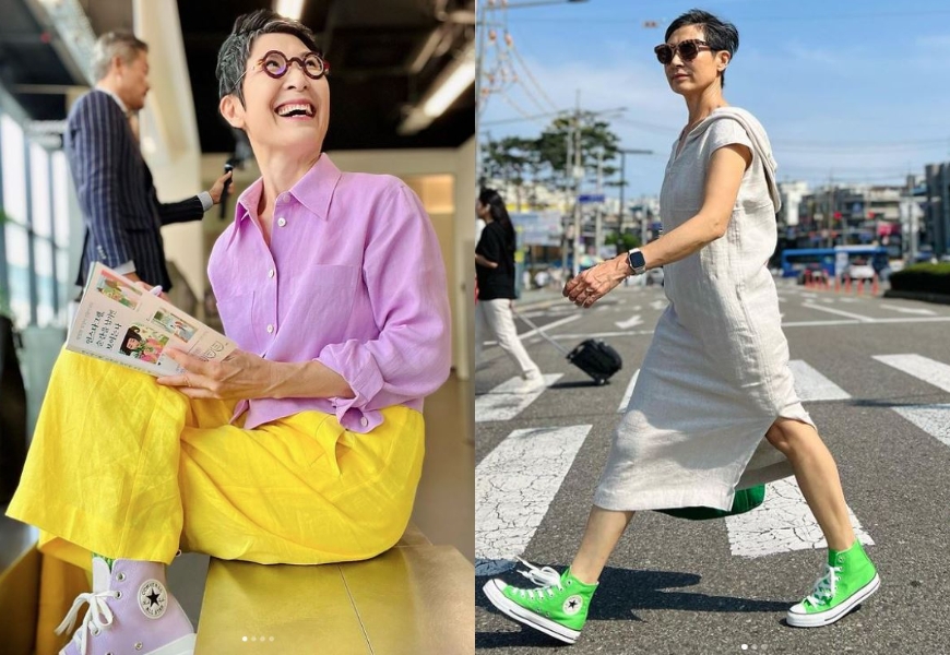 走過恐慌症成為服裝設計師，許恩順很能駕馭色彩鮮艷的穿搭。