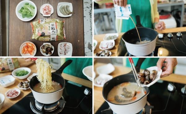 滿滿的海鮮配料，加上彈牙的拉麵麵條，快速就能煮出甜中帶鮮的滿滿海味。