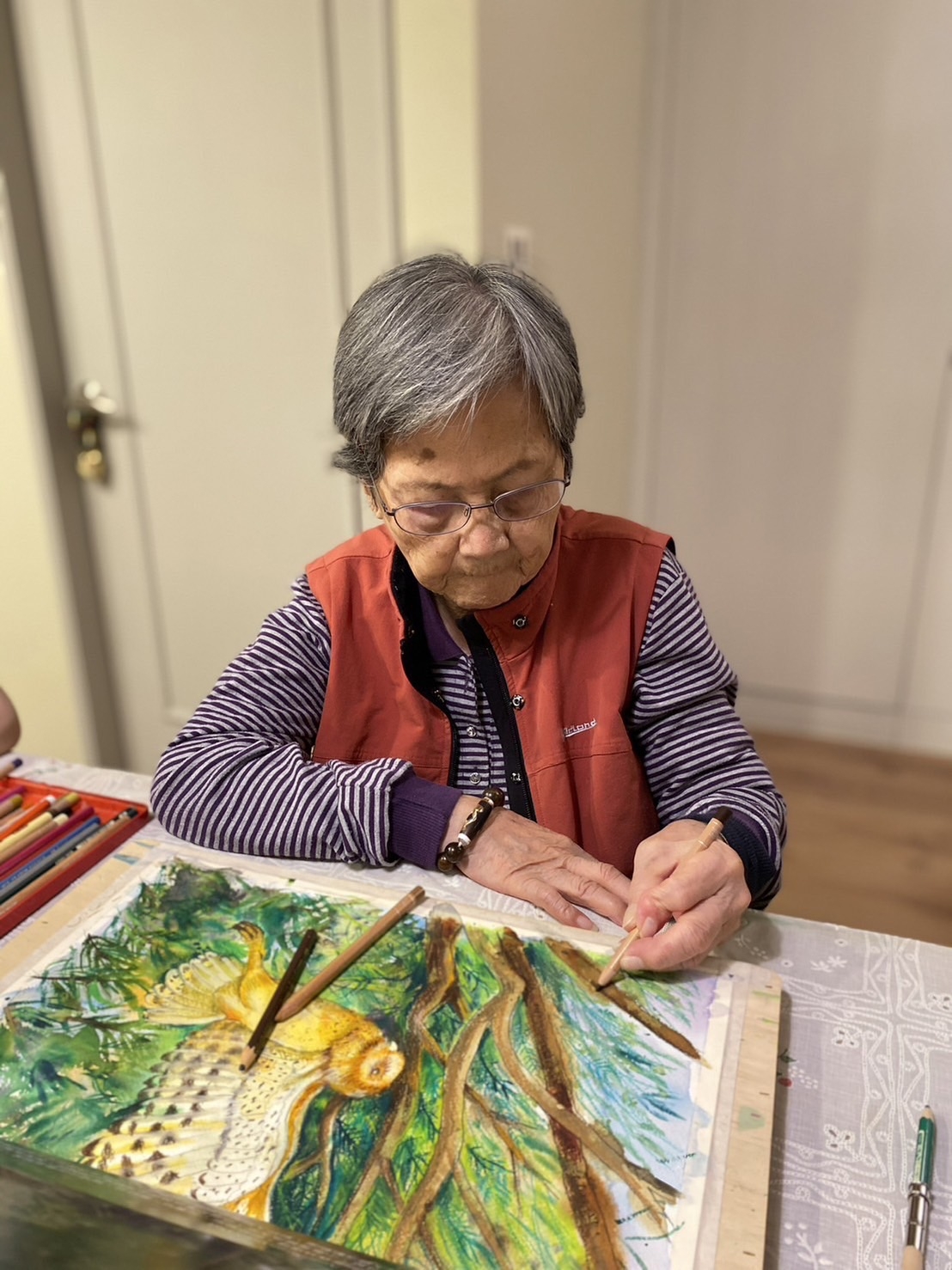 陳錦釘每天繪畫不間斷。