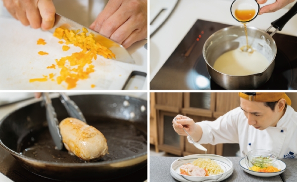 花雕雞不只能煎炒，搭配西式醬汁就能創造獨特風味。