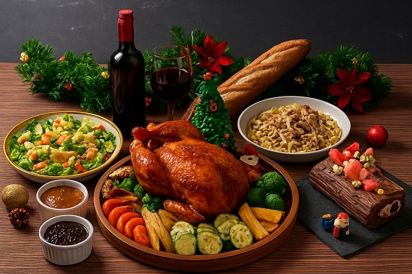 福容桃園機場捷運A8店「2025感恩聖誕飄香烤雞禮籃」適合3～4人外帶享用。（圖片來源：福容桃園機場捷運A8店）