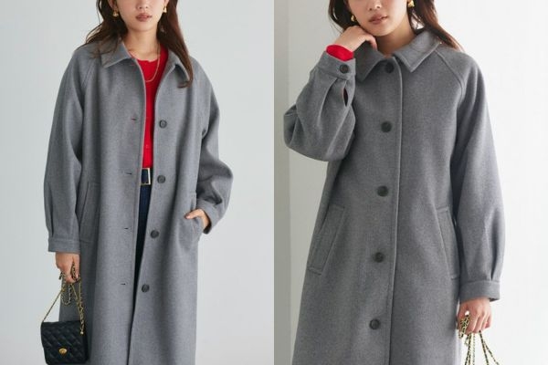 維持I字型的輪廓，可以讓長大衣更有修身效果。（圖片來源：pierrotshop.jp）