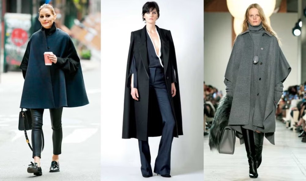 俐落帥氣感十足的斗篷／披肩款大衣，一件穿上就很有氣場。（圖片來源：婦人畫報）