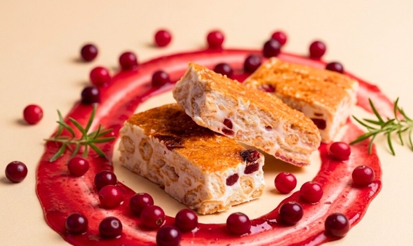 蔓越莓烏金雪磚餅，酸甜果香襯托鹹鮮風味。圖片來源：魚香涎