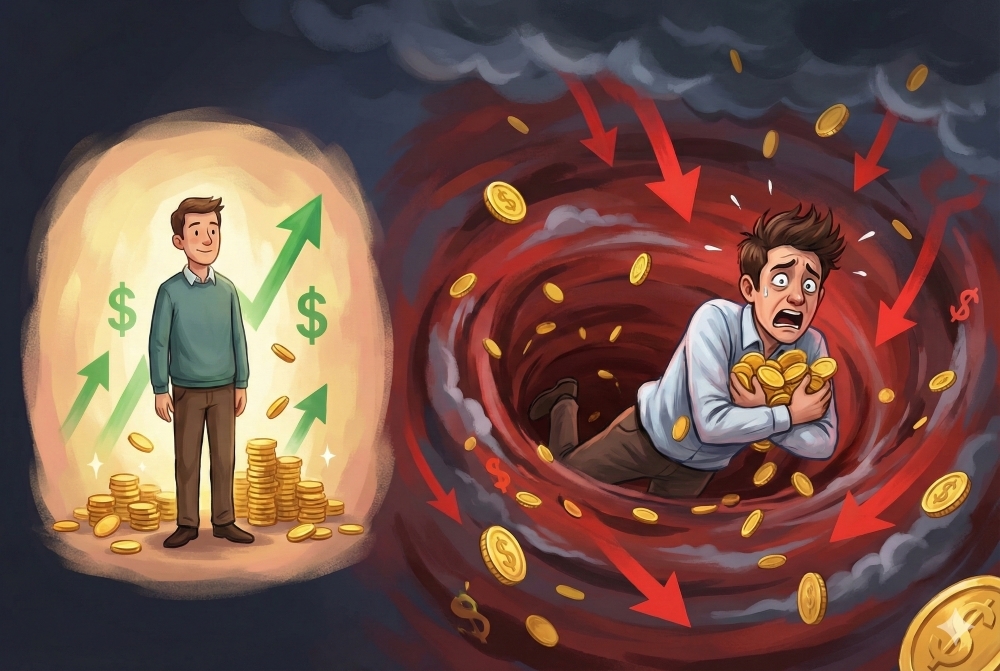 賠錢痛苦是獲利快樂的兩倍，損失趨避導致人們獲利時保守、虧損時冒險，需靠機制克服人性。