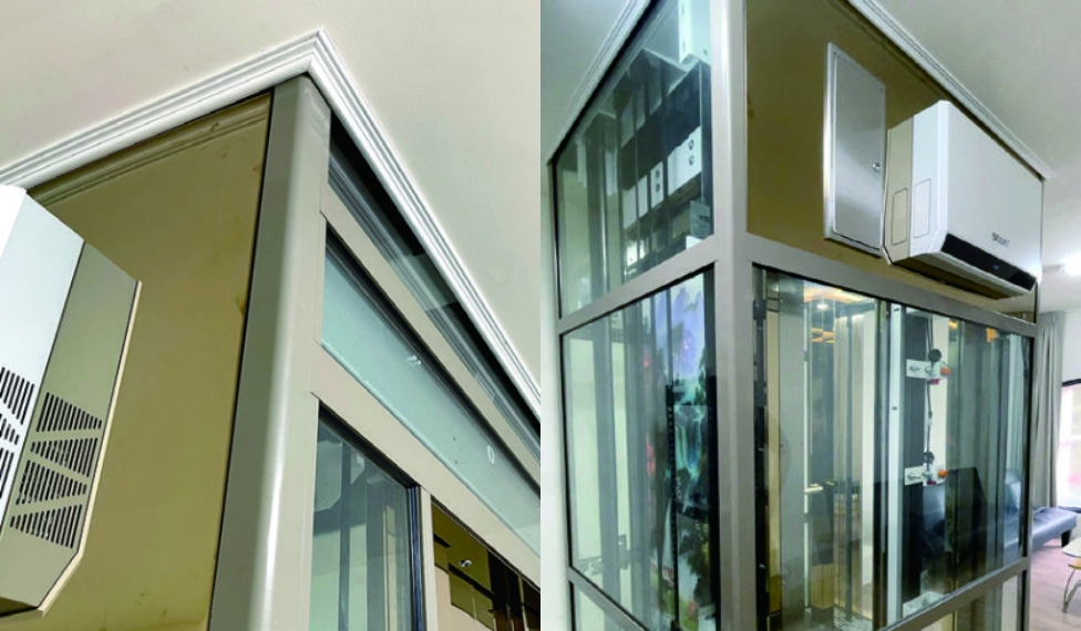 對重型無機坑電梯頂部：頂部設置對重型鋼帶馬達及控制板，需約1.2公尺的空間。（圖片來源：《讓家照顧你的後半輩子》）