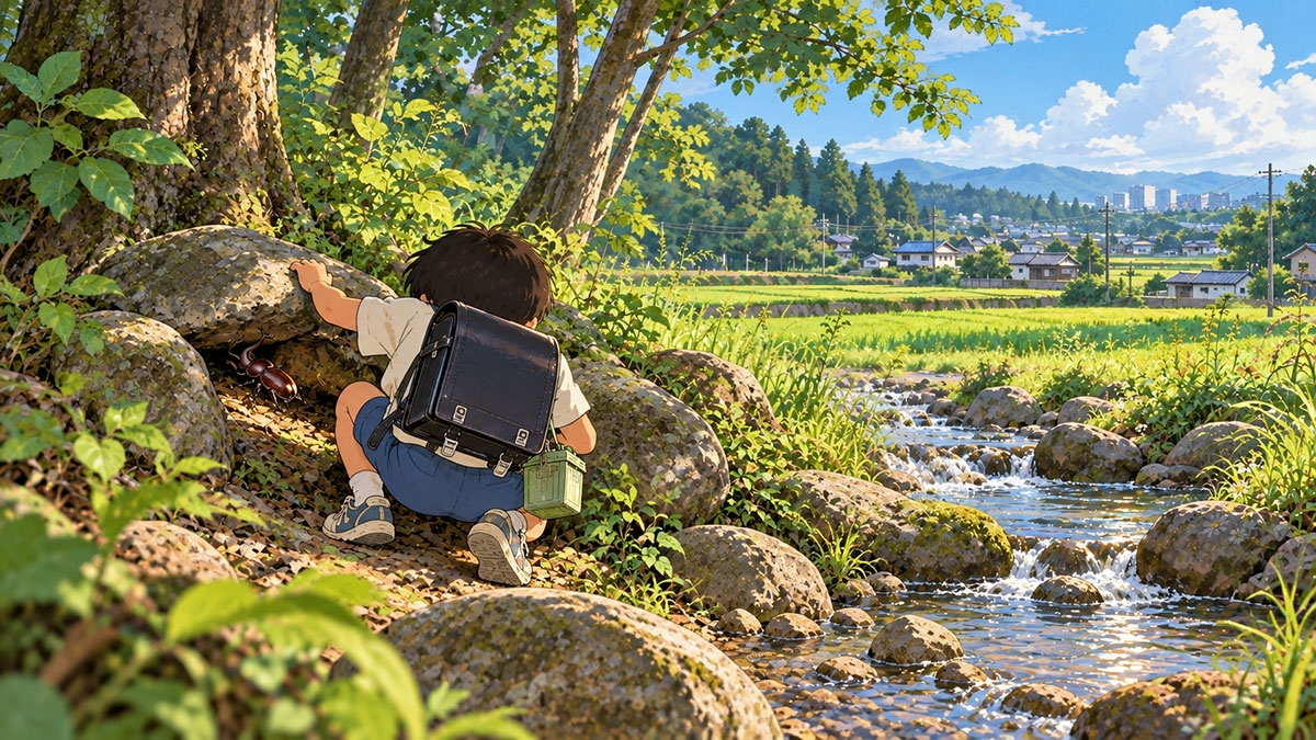 夏日溪畔發現鍬形蟲